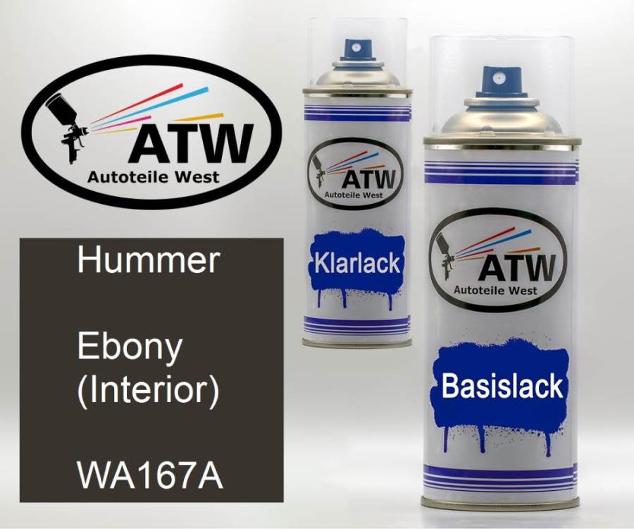Hummer, Ebony (Interior), WA167A: 400ml Sprühdose + 400ml Klarlack - Set, von ATW Autoteile West.